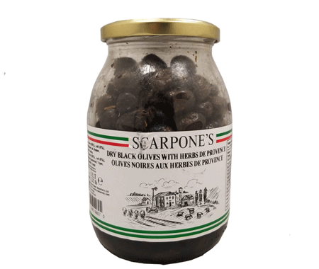 Scarpone's Dry Black Olives with Herbs